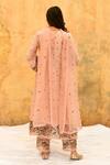 Shop_Label Niti Bothra_Pink Pure And Handwoven Banarasi Silk Embroidery Rosette & Floral Kurta Set _at_Aza_Fashions