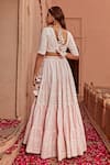 Shop_PREEVIN_Pink Lehenga And Blouse Cotton Mulmul Tiered Embellished Set  _at_Aza_Fashions