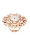 Shop_Esme by Aashna Dalmia_Pink Stones Geometric Cutwork Embellished Ring _at_Aza_Fashions