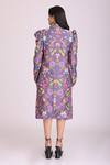 Shop_Alpona Designs By Soham Acharya_Purple Cotton Silk Floral Shirt Collar Puff Sleeve Jacket Dress _at_Aza_Fashions