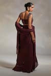 Divya Aggarwal_Wine Corset Satin And Lycra Mesh Vero Pre-draped Saree With Crystal Blouse _Online_at_Aza_Fashions