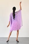 Shop_K-Anshika_Purple Georgette Beads, Sequins Keyhole Neck Leheriya Pattern Dress _at_Aza_Fashions