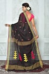 Shop_Samyukta Singhania_Black Pure Cotton Woven Geometric Saree _at_Aza_Fashions