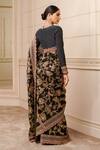Shop_Tarun Tahiliani_Black Saree- Silk Satin Floral Embroidered Saree With Blouse_at_Aza_Fashions