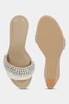 Shop_Aanchal Sayal_Ivory Embroidered Anni Stone Work Strap Wedges_at_Aza_Fashions