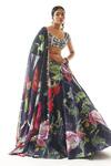 Shop Mahima Mahajan Blue Organza, Satin Beads, Embroidery Scoop Neck Fruit Print Lehenga Set at Aza Fashions Shop_Mahima Mahajan_Blue Organza, Satin Beads, Embroidery Scoop Neck Fruit Print Lehenga Set _at_Aza_Fashions