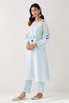 Shop_Anantaa By Roohi_Blue Cotton Embroidery Floral Vine Hem Palazzo _at_Aza_Fashions