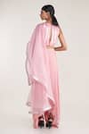 Shop_Pooja Bagaria_Pink Drape  Pure Silk Organza Pre-stitched Dhoti Saree With Sleeveless Blouse_at_Aza_Fashions