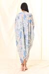 Shop_PIRI INDIA_Blue Heavy Georgette Floral Print Kaftan_at_Aza_Fashions