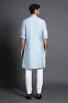 Shop_Raghavendra Rathore Jodhpur_Blue Silk Embroidery Placket Kurta _at_Aza_Fashions