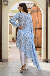 Shop_Palak & Mehak_Blue Pure Crepe And Cotton Modal Print Floral Bloom Tarini Tunic With Tulip Pant _at_Aza_Fashions