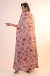 Shop_Label Shristi Chetani_Pink Crepe, Georgette Beads Round Neck Floral Pattern Cape Skirt Set _at_Aza_Fashions