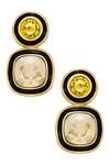 Buy_ISHARYA_Gold Plated Crystals And Enamelled Bling Drop Earrings _at_Aza_Fashions
