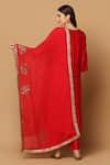 Shop_Two Sisters By Gyans_Red Cotton, Chanderi, Chiffon Embroidery, Mirrors Mukaish Work Kurta Set _at_Aza_Fashions