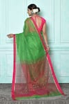 Shop_Samyukta Singhania_Green Silk Cotton Geometric Pattern Saree _at_Aza_Fashions