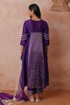 Shop_Label Mansi Nagdev_Purple Chanderi Woven Stripe V Neck Maryam A-line Kurta Set _at_Aza_Fashions