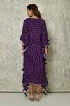 Shop_Naintara Bajaj_Purple Habutai Silk Printed Bandhej V Neck Kaftan_at_Aza_Fashions