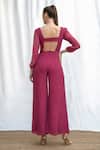 Shop_AMRTA by GUNEET KONDAL_Pink 100% Georgette And Lining 100% Shantoon Bodice Jumpsuit _at_Aza_Fashions