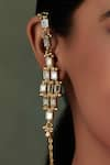 Shop_House Of Tuhina_Gold Plated Mirror Studded Falak Dejhoor Earrings _at_Aza_Fashions