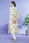 Shop_Shruti Sancheti_Peach Cotton Printed Flower Butta Band Collar Kurta  _at_Aza_Fashions