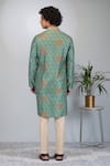 Shop_Eleven Brothers_Green Kurta Mulberry Silk Print Tiger Land And Pant Set _at_Aza_Fashions