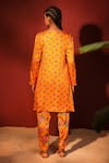 Shop_Shetab Kazmi_Orange Modal Satin Printed Floral Digital Round Kurta Salwar Set _at_Aza_Fashions