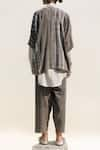 Shop_Urvashi Kaur_Grey Handwoven Organic Cotton Hand Crome Pant  _at_Aza_Fashions