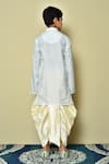 Shop_Petite Pomme_White Cotton, Silk Patterned Kurta And Dhoti Set _at_Aza_Fashions
