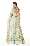 Shop_Rabani & Rakha_Green Georgette, Organza Sequins, Nadia Floral Print Bridal Lehenga Set _at_Aza_Fashions