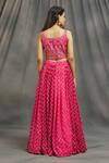 Shop_Samyukta Singhania_Pink Floral Scoop Neck Sequin Work Lehenga Set_at_Aza_Fashions