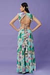 Payal Singhal_Blue Crepe Tassels Round Neck Kuno Print Choli And Sharara Set _Online_at_Aza_Fashions