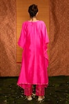 Shop_Deep Thee_Fuchsia Silk Embroidery Hand Work V Neck Kaftan Set _at_Aza_Fashions