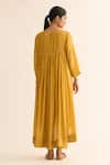 Shop_Dot_Yellow Cotton, Silk, Organza Embroidery, Tassels Avani Back Gathered Kurta Set _at_Aza_Fashions