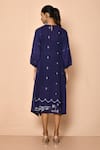 Shop_Samyukta Singhania_Blue Handloom Cotton Woven Geometric Round Jamdani Pattern Kurta _at_Aza_Fashions