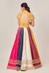 Shop_Tamaraa By Tahani_Multi Color Silk Taffeta Embellished Sequins V Parisa Blocked Work Lehenga Set _at_Aza_Fashions