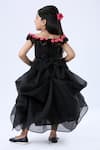 Shop_Pinkcow designs pvt ltd_Black Organza Embroidery Applique Floral Draped Gown _at_Aza_Fashions