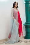 Shop_Gul By Aishwarya_Magenta Satin Silk Hand Embroidered Cutdana Pakistani Kurta Pant Set For Women_at_Aza_Fashions