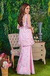 Shop_Ohaila Khan_Pink Chanderi, Organza, Crepe Maia Geometric Embroidered Kurta Sharara Set _at_Aza_Fashions