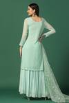 Shop_Two Sisters By Gyans_Green Georgette, Organza Embroidery, Sequins Round Resham Kurta Sharara Set _at_Aza_Fashions