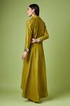 Shop_Aakaar_Green Silk Sequins Shawl Neck Asymmetric Tunic And Pant Set_at_Aza_Fashions