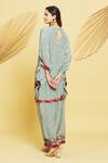 Shop_Rajat K Tangri_Grey Crepe Horse Boat Rider Pattern Kaftan Tunic And Pant Set _at_Aza_Fashions