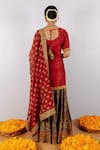 Shrutkirti_Maroon 71 Gms Pure Chanderi Embroidery Zari Round Paisley Print Lehenga Set _Online_at_Aza_Fashions