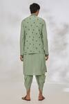 Shop Manish Nagdeo Green Modal Embroidery Diamond Pattern Bundi And Kurta Set at Aza Fashions Shop_Manish Nagdeo_Green Modal Embroidery Diamond Pattern Bundi And Kurta Set _at_Aza_Fashions