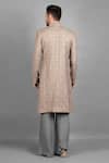 Shop_Soniya G_Brown Handloom Cotton, Silk Embroidery Floral Sherwani Set_at_Aza_Fashions