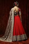 Shop_SHIKHAR SHARMA_Red Lehenga And Blouse Silk Chanderi Lal Gulab Bridal Set With Dupatta _at_Aza_Fashions