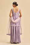 Shop_Nitika Gujral_Purple Kurta And Sharara Shimmer Georgette & Dupatta Floral Sleeveless Set _at_Aza_Fashions