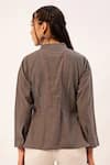 Shop_Zariya the Label_Grey Cotton Pintuck Mandarin Collar Bodice Top _at_Aza_Fashions