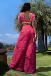 Shop_Babita Malkani_Pink Georgette Beads Plunge Neck Corded Top And Overlapped Pant Set _at_Aza_Fashions