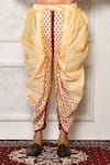 Shop_Arihant Rai Sinha_Cream Dupion Silk Tree Pattern Hem Cowl Pant _at_Aza_Fashions