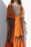 Shop_Nadima Saqib_Orange Embroidered Mirror Border Dupatta _at_Aza_Fashions